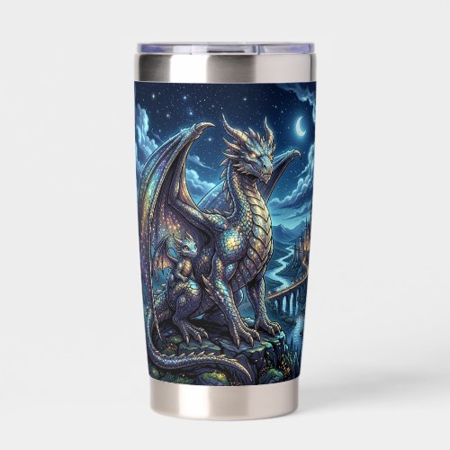 Moonlit Celestial Dragons and Castle Insulated Tumbler