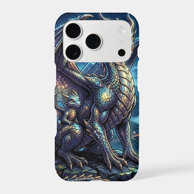 Moonlit Celestial Dragons and Castle Iphone Case (Back)
