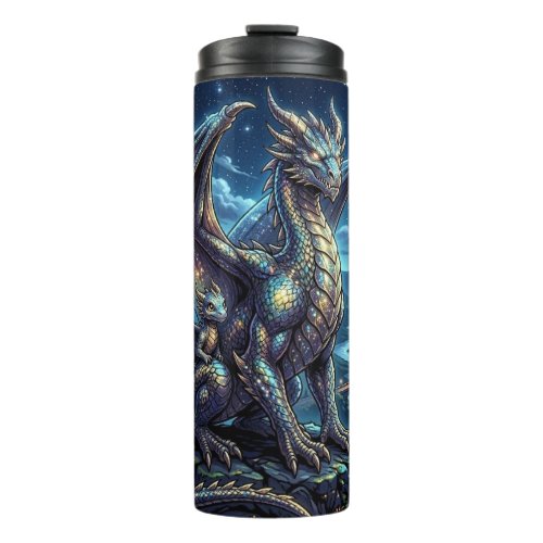 Moonlit Celestial Dragons and Castle Thermal Tumbler