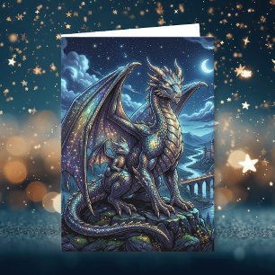 Moonlit Celestial Dragons Happy Father's Day Card