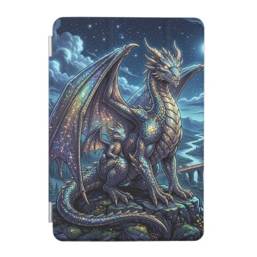 Moonlit Celestial Dragons Mystical Adventure iPad Mini Cover