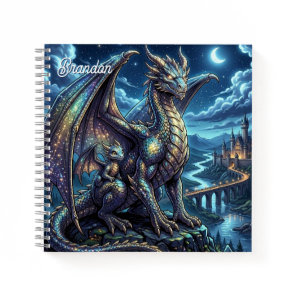 Moonlit Celestial Dragons Personalized Sketchbook Notebook