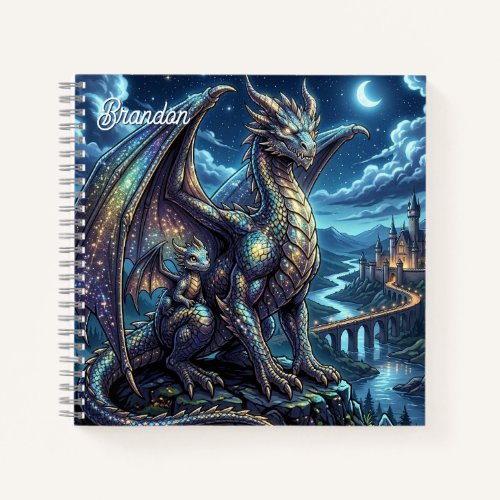Moonlit Celestial Dragons Personalized Sketchbook Notebook