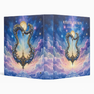 Moonlit Celestial Harp – Dreamy Cosmic Fantasy Art 3 Ring Binder
