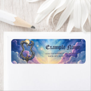 Moonlit Celestial Harp – Dreamy Cosmic Fantasy Art Label