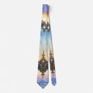 Moonlit Celestial Harp – Dreamy Cosmic Fantasy Art Neck Tie
