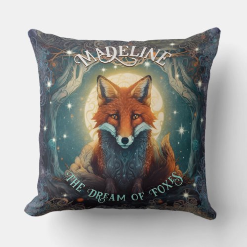 Moonlit Celtic Fox Personalised Magical Fox Throw Pillow