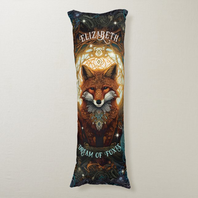 Moonlit Celtic Fox Personalised Nature Lover Fox Body Pillow (Front Vertical)