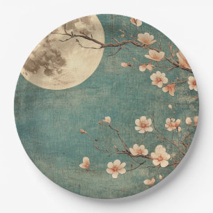 Moonlit Cherry Blossom Serenity Paper Plates