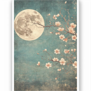 Moonlit Cherry Blossom Serenity Sticker