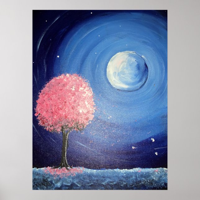 Moonlit Cherry Blossoms Poster (Front)