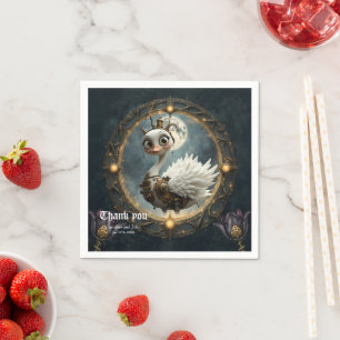 Moonlit Clockwork Swan – Keeper of Curious Dreams. Napkins