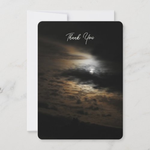 Moonlit Clouds Night Sky Casual Script Typography Thank You Card