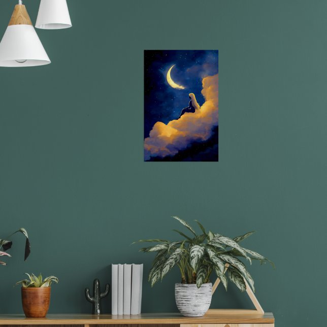 Moonlit Clouds Poster 16x24 Dreamy Wall Art (Living Room 1)