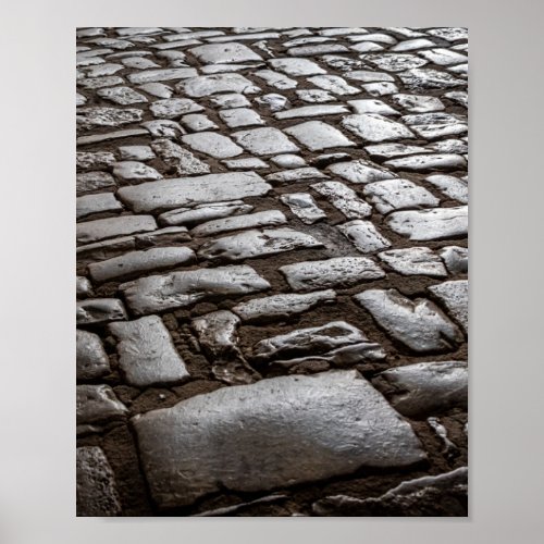 Moonlit Cobblestones Poster