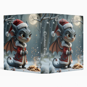 Moonlit Cookie Bandit – The Grey Christmas Dragon. 3 Ring Binder