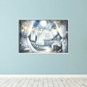 Moonlit Cottagecore Laundry Line Canvas Print
