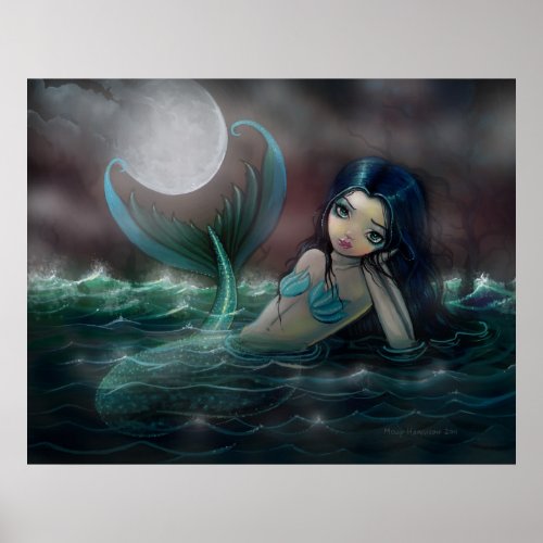 Moonlit Creek Mermaid Poster Print