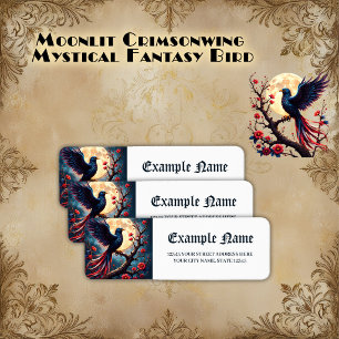 Moonlit Crimsonwing – Mystical Fantasy Bird. Label