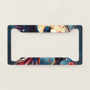 Moonlit Crimsonwing – Mystical Fantasy Bird. License Plate Frame