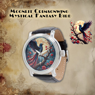 Moonlit Crimsonwing – Mystical Fantasy Bird. Watch