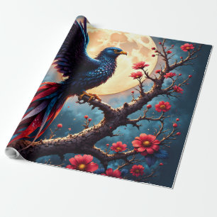 Moonlit Crimsonwing – Mystical Fantasy Bird. Wrapping Paper