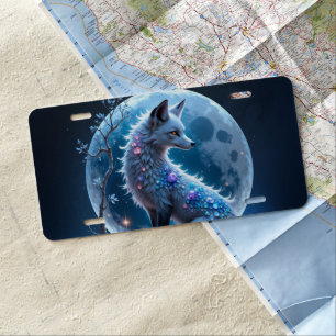 Moonlit Crystal Fox – Guardian of Silent Dreams. License Plate