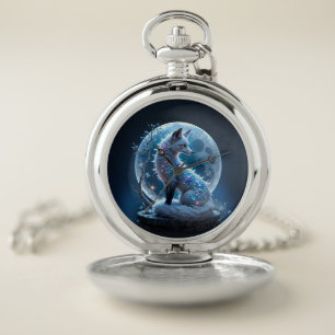 Moonlit Crystal Fox – Guardian of Silent Dreams. Pocket Watch