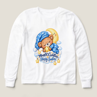 Moonlit Cuddles Starry Smiles Cute Sleeping Teddy Tri-Blend Shirts