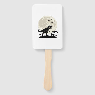 Moonlit Dinosaur Dog Graveyard Silhouette Shirt_1 Hand Fan