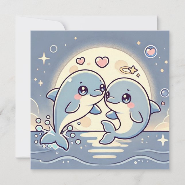 Moonlit Dolphin Love Card (Front)