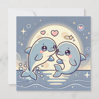 Moonlit Dolphin Love Card