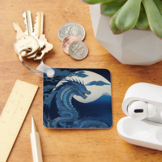 Moonlit Dragon of Fuji Keychain