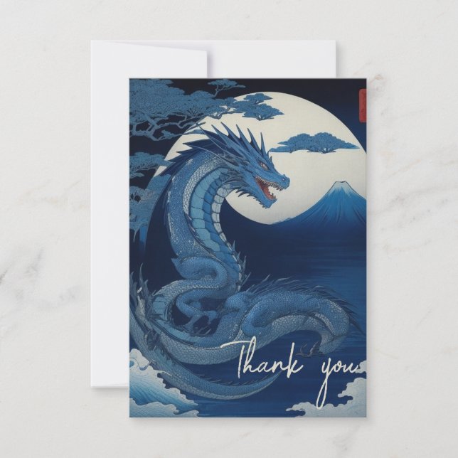 Moonlit Dragon of Fuji Thank You Card (Front)
