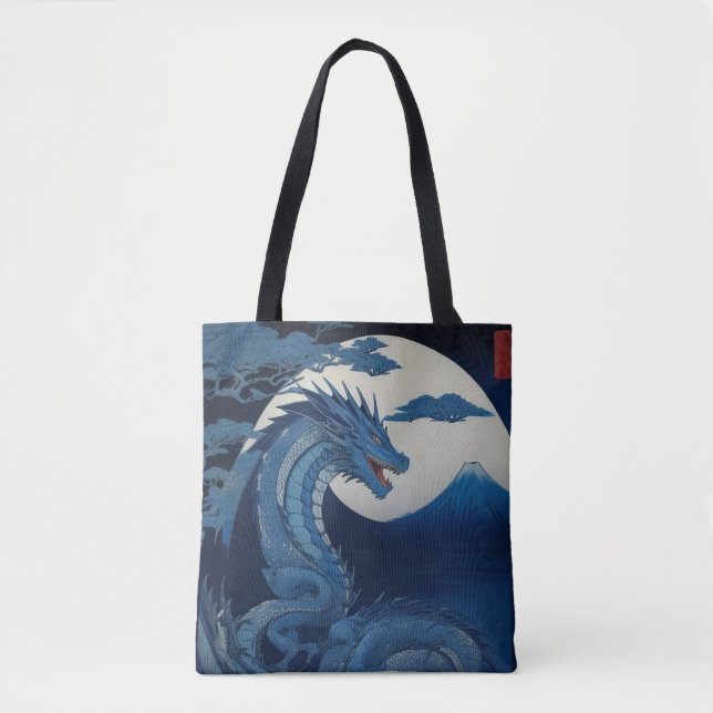Moonlit Dragon of Fuji Tote Bag (Front)