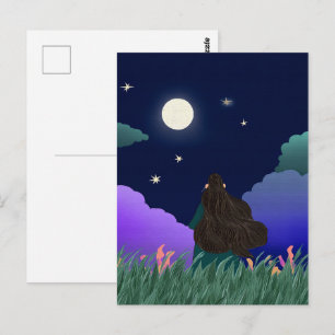 Moonlit Dreamer Girl Postcard