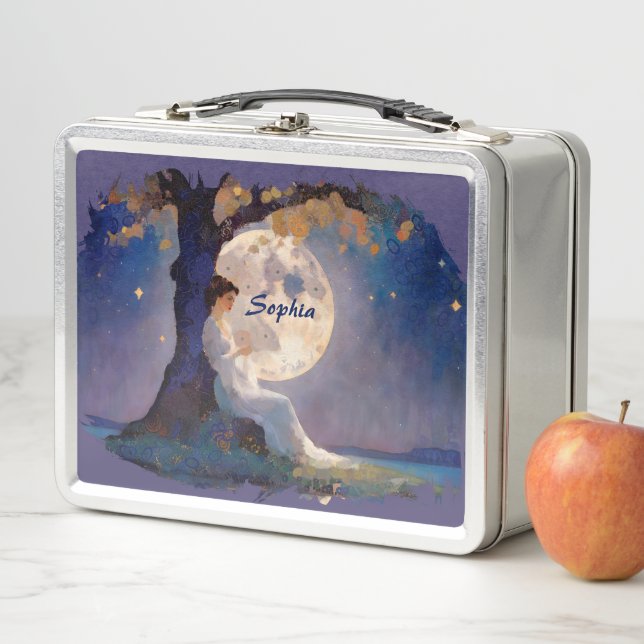 Moonlit Dreamer - Serene Night Sky Metal Lunch Box (In Situ)