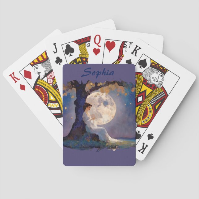 Moonlit Dreamer - Serene Night Sky Poker Cards (Back)