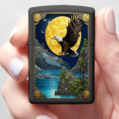 Moonlit Eagle in Willow Tree Zippo Lighter