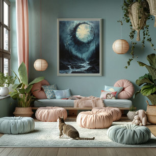 Moonlit Eclipse Forest: Mystic Dawn Poster