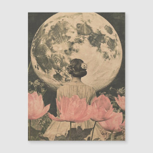 Moonlit Elegance - Back View of Woman with Moon