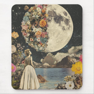 Moonlit Elegance - Woman with Moon (2) Mouse Pad
