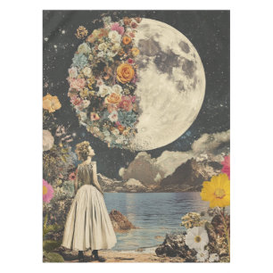 Moonlit Elegance - Woman with Moon (2) Tablecloth