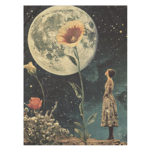 Moonlit Elegance - Woman with Moon Tablecloth