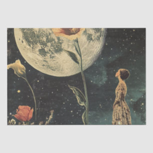 Moonlit Elegance - Woman with Moon Tissue Paper