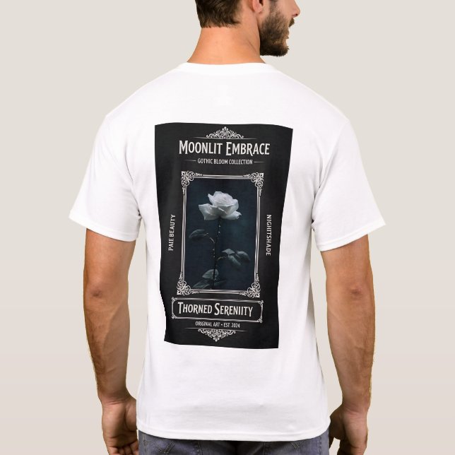 Moonlit Embrace Gothic Rose T-Shirt (Back)