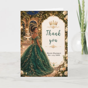 Moonlit Emerald Garden Sweet Sixteen Thank You Card