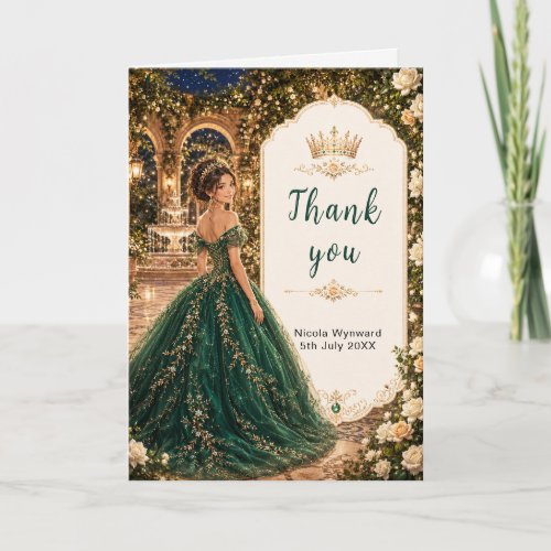 Moonlit Emerald Garden Sweet Sixteen Thank You Card