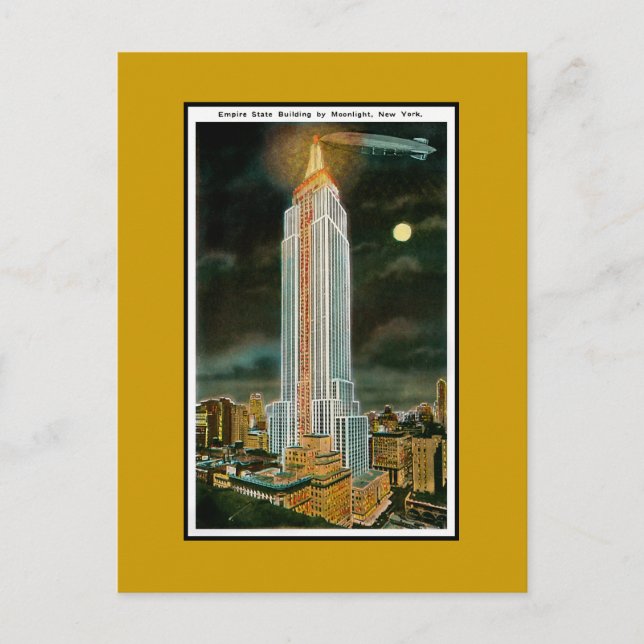 Moonlit Empire State Building Postcard (Front)