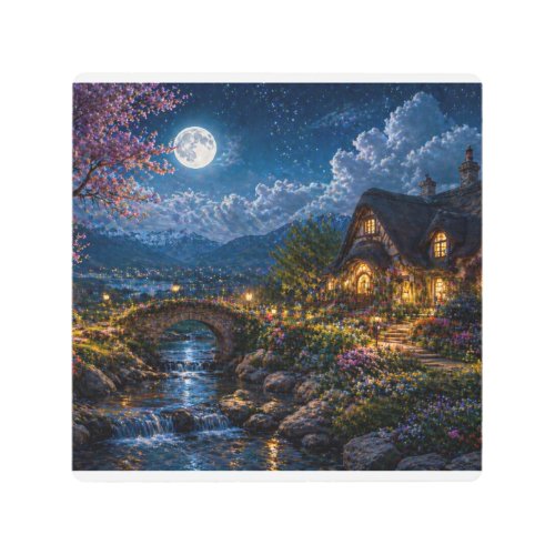 Moonlit Enchanted Cottage Canvas Print – Magical N